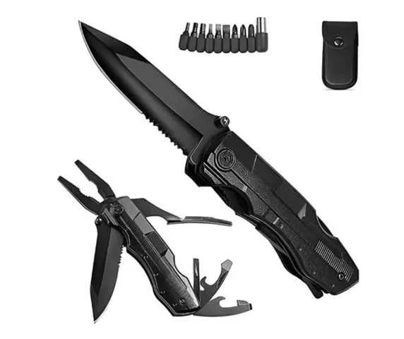 NAVAJA MULTIFUNCIONAL - FUNDA DOBLE - NEGRA CON ACCESORIOS
