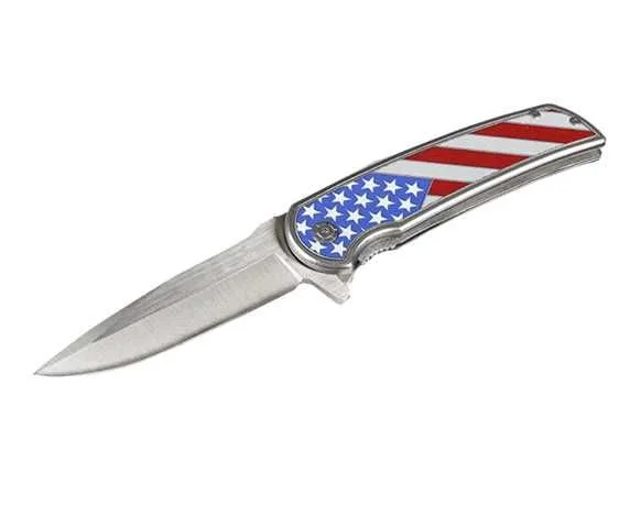 NAVAJA TACTICA PLEGABLE - DE SUPERVIVENCIA - BUCK USA - DISEÑO BANDERA EEUU