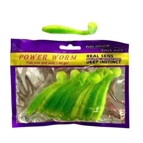 GOMAS POWER WORM 10 UNIDADES - FUNDA MORADA