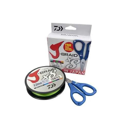 J-BRAID X8 - 0,20 MM - 300 M - 13 KG - INCLUYE TIJERAS