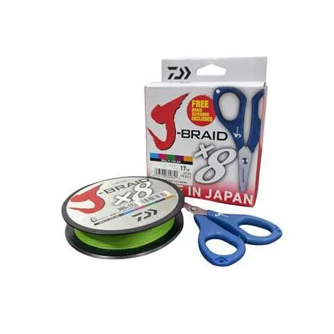 J-BRAID X8 - 0.25 MM - 300 M - 18 KG - INCLUYE TIJERAS